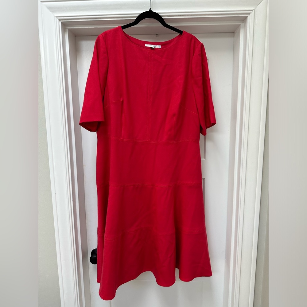 Boden Red wool lined midi dress size 16 LONG
